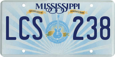 MS license plate LCS238