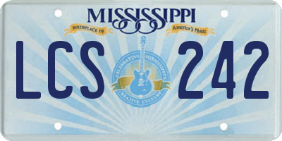 MS license plate LCS242