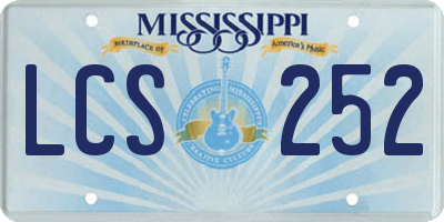 MS license plate LCS252