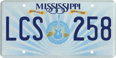 MS license plate LCS258