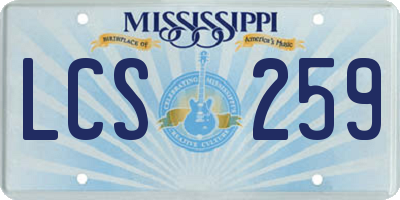MS license plate LCS259