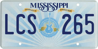 MS license plate LCS265