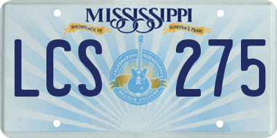 MS license plate LCS275