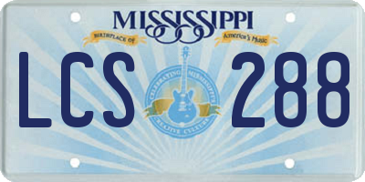 MS license plate LCS288