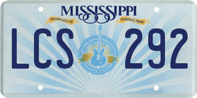 MS license plate LCS292