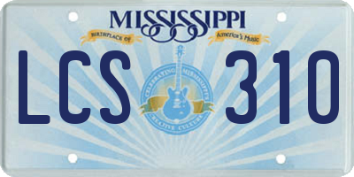 MS license plate LCS310