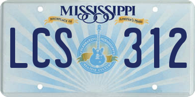 MS license plate LCS312