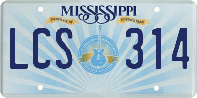 MS license plate LCS314