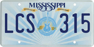MS license plate LCS315