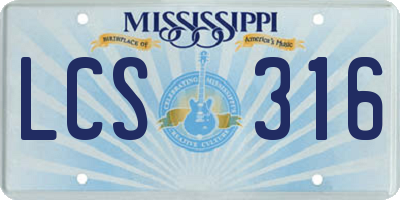 MS license plate LCS316