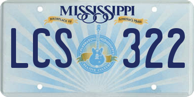 MS license plate LCS322