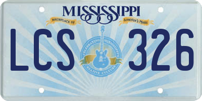 MS license plate LCS326