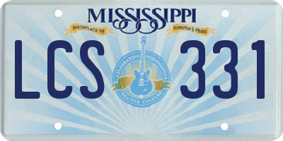 MS license plate LCS331