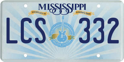 MS license plate LCS332