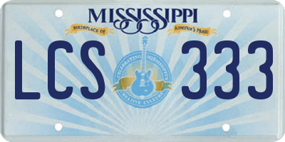 MS license plate LCS333