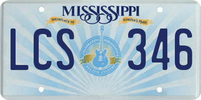 MS license plate LCS346