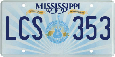 MS license plate LCS353