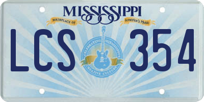 MS license plate LCS354