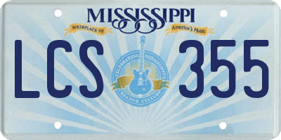 MS license plate LCS355
