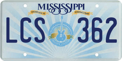 MS license plate LCS362