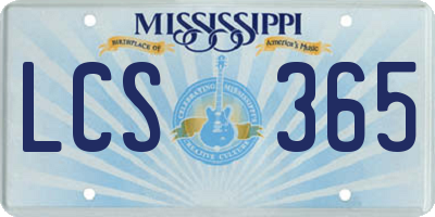 MS license plate LCS365