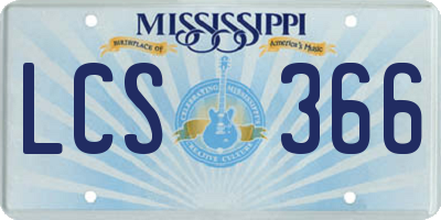 MS license plate LCS366