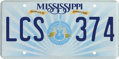 MS license plate LCS374