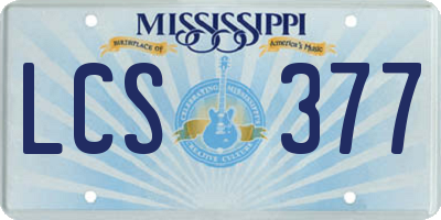MS license plate LCS377