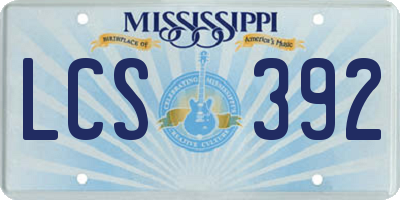 MS license plate LCS392