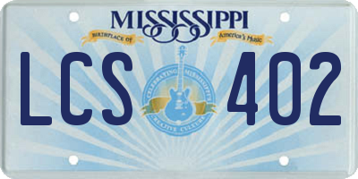 MS license plate LCS402