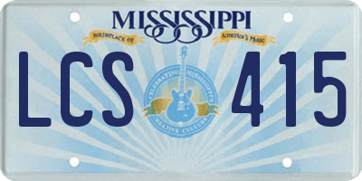 MS license plate LCS415