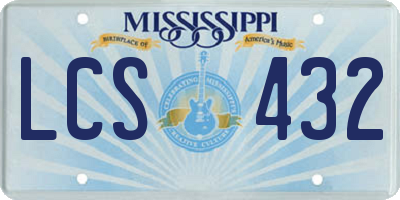 MS license plate LCS432