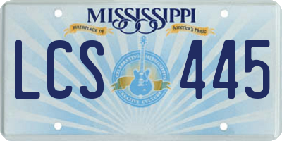 MS license plate LCS445