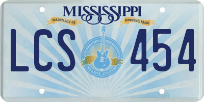 MS license plate LCS454