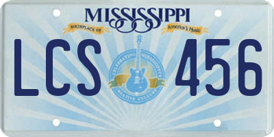 MS license plate LCS456