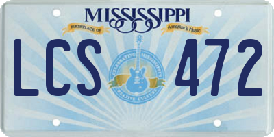 MS license plate LCS472