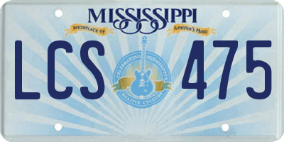 MS license plate LCS475