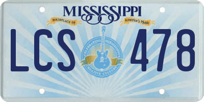 MS license plate LCS478