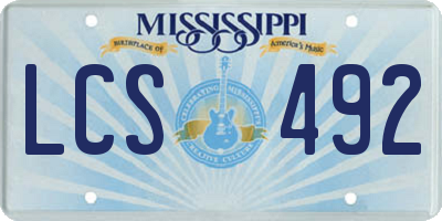 MS license plate LCS492