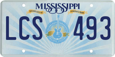 MS license plate LCS493