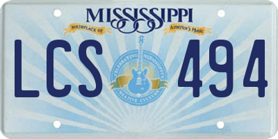 MS license plate LCS494