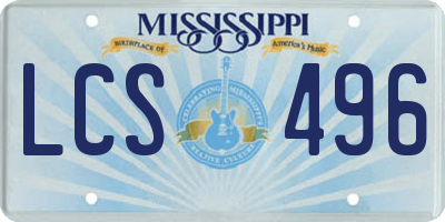 MS license plate LCS496