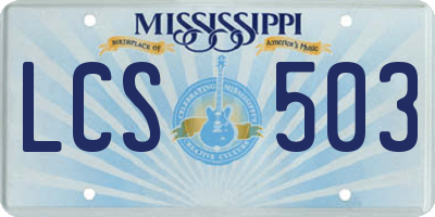 MS license plate LCS503
