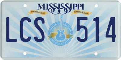 MS license plate LCS514