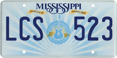 MS license plate LCS523