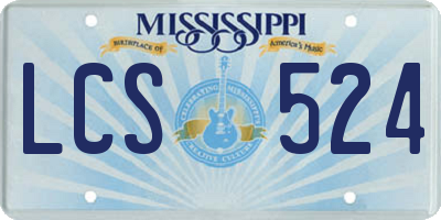 MS license plate LCS524