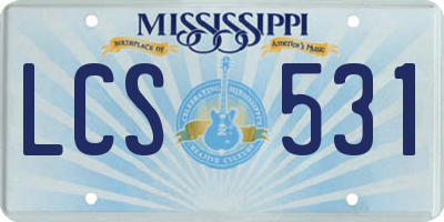 MS license plate LCS531