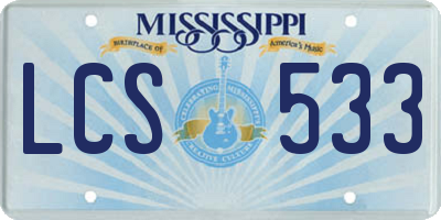 MS license plate LCS533