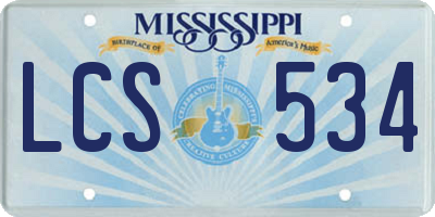 MS license plate LCS534