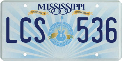 MS license plate LCS536